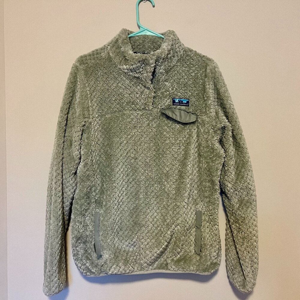 Women's Simply Southern Fleece 1/4 Snap Pullover Size M - Sage